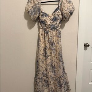 Abercrombie & Fitch Cream Maxi Dress with Blue Floral Print